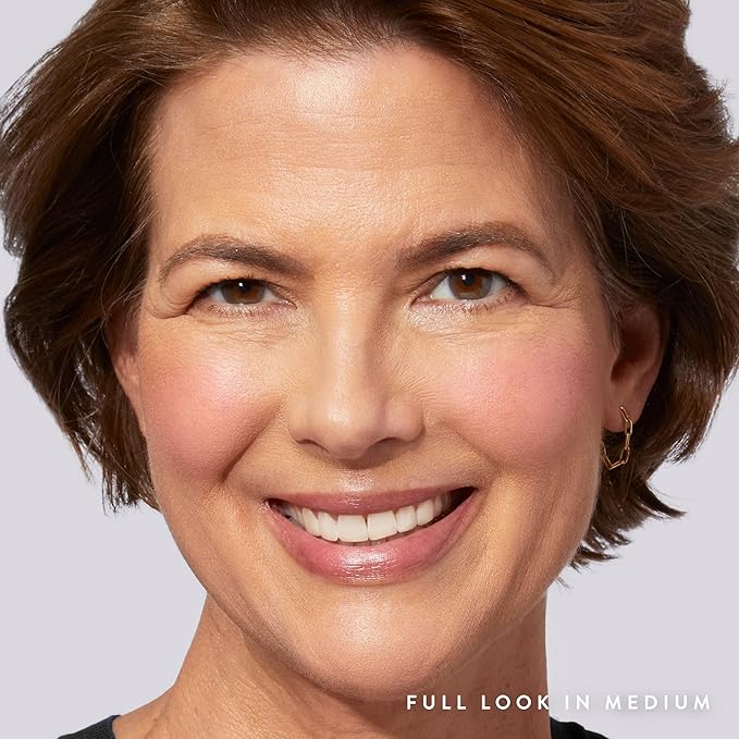 LAURA GELLER NEW YORK 40+ Club Blush-n-Balance 3pc Kit: Baked Balance-N-Brighten Color Correcting Foundation, Medium + Retractable Kabuki Brush + Baked Blush-N-Brighten, Tropic Hues