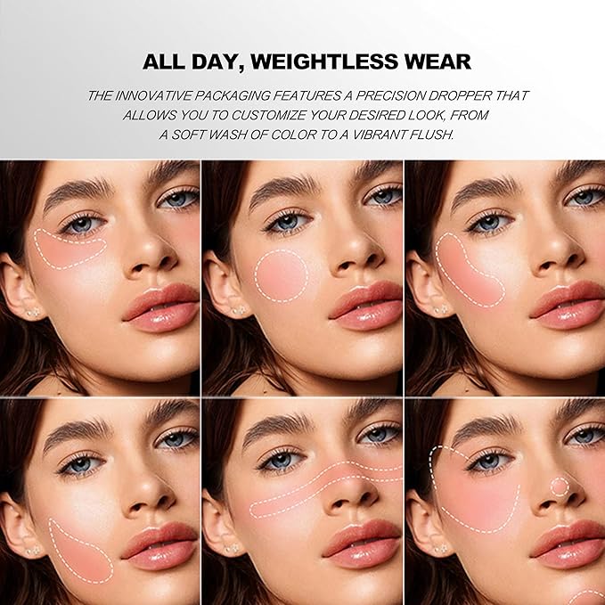 Liquid Blush for Cheeks, Blendable Cheek Tint, Long-lasting Liquid Blush with Naturally Radiant Finish, Daily Use Makeup Blush Drop with Brush-POPPY