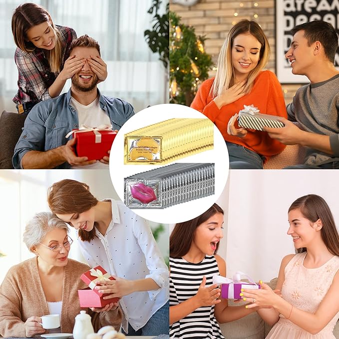 40 Pairs 24K Gold Eye Masks & Lip Masks, Crystal Collagen Under Eye Patches for Puffy Eye, Moisturizing Skin Care Lip Eyes Patches for Dark Circles, Wrinkles and Fine Lines (gold and pink)