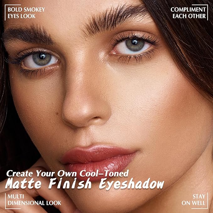 5 Colors Matte Eyeshadow Palette with Brush - Neutral Nude Taupe Brown Eye Shadow Palette Makeup, Natural Waterproof Cool-Toned Eyeshadow for Green & Blue & Brown Eyes and Smokey Makeup, 01#