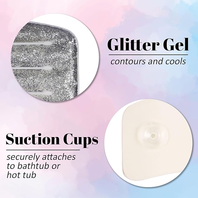 Spa Pillow with Glitter Gel - 1pc Cooling Spa Pillow for Bathtub and Hot Tub Relaxation | Luxury Bath Products & Spa Accessories for Women