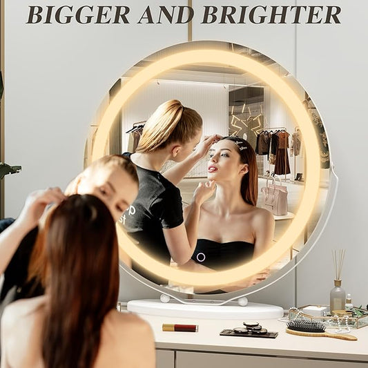 Vanity Mirror, 20 Inch Makeup Mirror with Lights, Large Lighted Vanity Mirror, Light Up Mirror with Smart Touch 3 Colors Dimmable, White