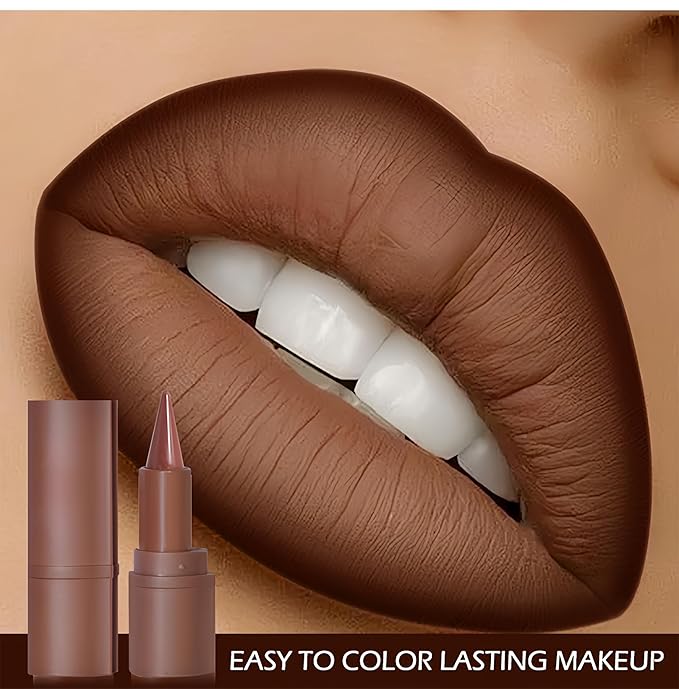 MAEPEOR 2 in 1 Creamy Lip Liner 8 Colors Matte Nude Dark Brown Lipliner High Pigmented Long lasting Gradient Lip Liner and Lipstick Lip Combo (02 Dusk)