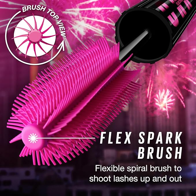 Maybelline Lash Sensational Firework Washable Mascara, Lengthening & Volumizing Mascara for up to 24HR wear, Electro Black, 1 Count