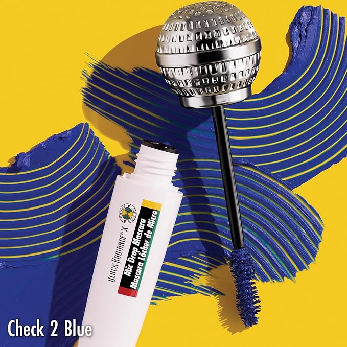 Black Radiance Cross Colours Mic Drop Mascara, Pigment-Rich Smudge-Resistant Formula, Intense Lash Volume, Built-In Flexible Brush, Paraben-Free & Cruelty-Free - Check 2 Blue
