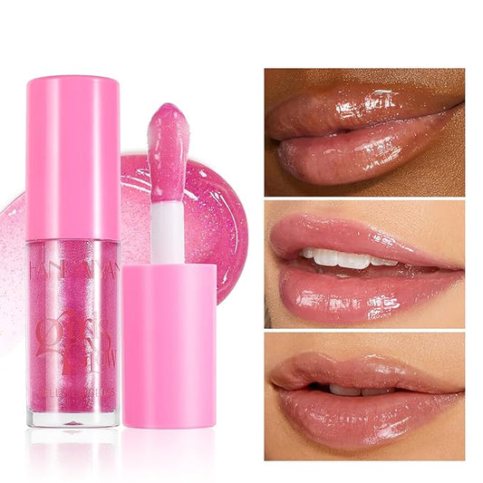 Beauty Glazed Big Brush Head Lip Oil, Ultra-Hydrating & Nourishing, Smooth Glossy Finish Lip Glow Oil, Shiny and Vegan Tinted Lip Gloss, Non-Sticky Formula (1, 01# Shiny)