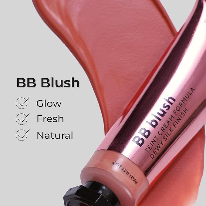 BB Blush Cheek Makeup - Lightweight Liquid Blush - Blendable Cream Contour for Nude Finish, Tea Rose - 10ml/0.33fl.oz