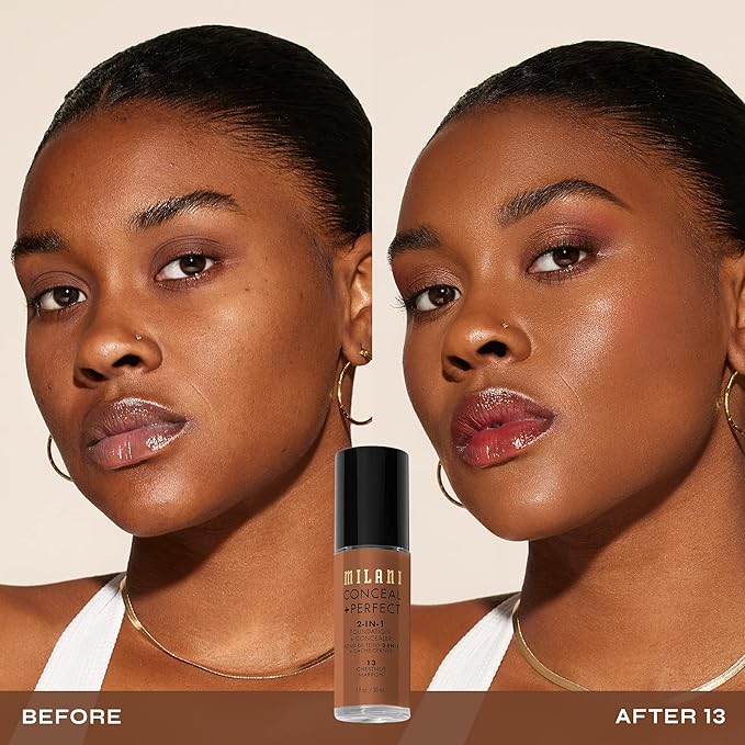 Milani Conceal + Perfect 2-in-1 Foundation + Concealer - Chestnut (1 Fl. Oz.) Cruelty-Free Liquid Foundation - Cover Under-Eye Circles, Blemishes & Skin Discoloration for a Flawless Complexion