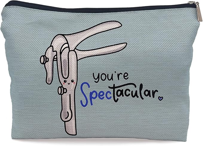 Ayxvt Obgyn Cosmetic Makeup Bag - Medical Office Decor, Midwife Gifts, Doctor Gifts (Blue)