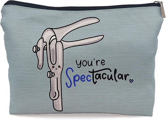 Ayxvt Obgyn Cosmetic Makeup Bag - Medical Office Decor, Midwife Gifts, Doctor Gifts (Blue)