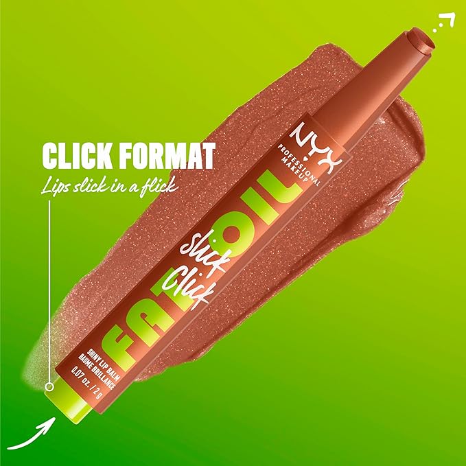 NYX PROFESSIONAL MAKEUP Fat Oil Slick Click, Lightweight, Buildable Pigmented Vegan Lip Balm - Feedworthy (Bronze)
