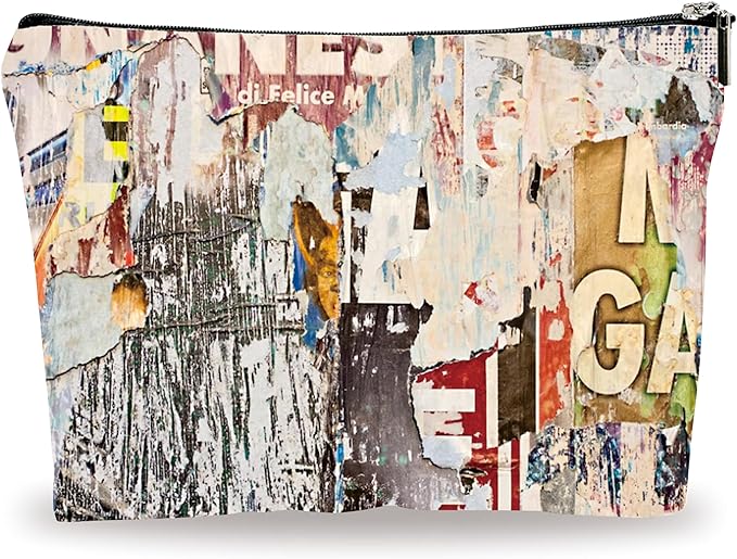 Art Theme Makeup Bag - Retro Posters Texture - Vintage Printing Cosmetic Bag, Toiletry Bag Gift For Girls, Teen, Personal Care & Accessories - A10