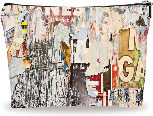 Art Theme Makeup Bag - Retro Posters Texture - Vintage Printing Cosmetic Bag, Toiletry Bag Gift For Girls, Teen, Personal Care & Accessories - A10