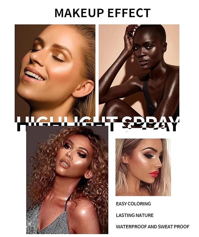 MAEPEOR Body Luminizer 6 Colors Waterproof Smooth Shimmer Face Glow Illuminator Non-sticky Liquid Highlight (30 ML, 06 Rose Pink)