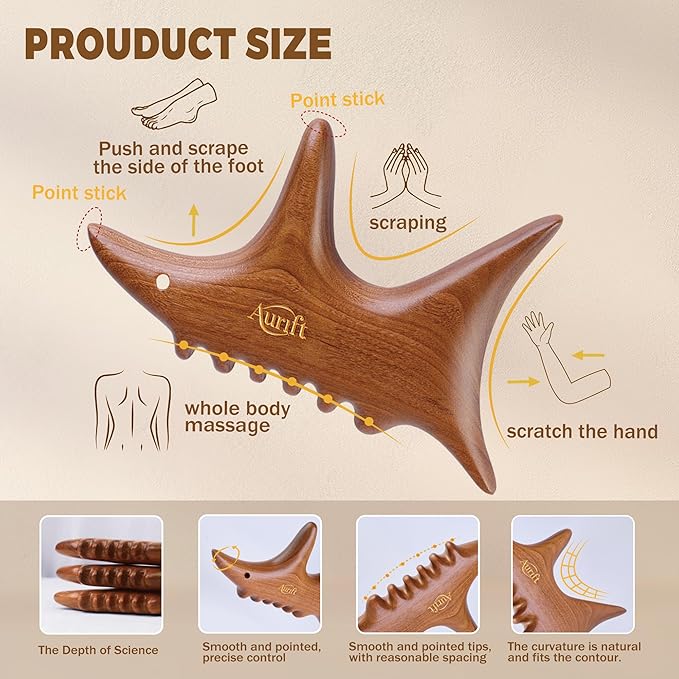 Body Gua Sha Tool Set with Rose Oil, Christmas Gifts for Adults Women, Wood Therapy Massage Tools for Body & Face, Lymphatic Drainage Massager for Relaxation, Deep Tissue Massage & Foot Care