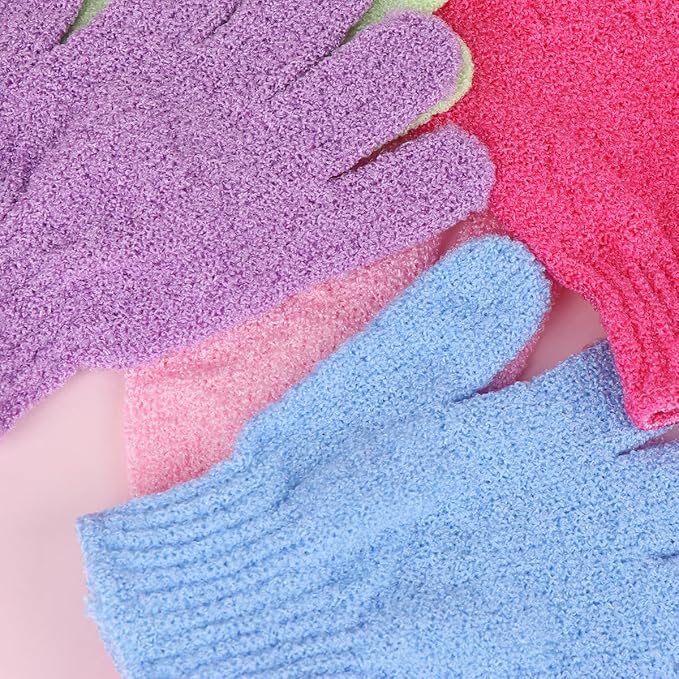 10Pcs Exfoliating Bath Gloves - Five Finger Body Scrubber and Back Massaging Towels in Random Colors, Ideal for Deep Cleaning and Skin Care