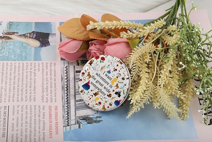 LQRI Princess Rose Compact Mirror I Want Adventure in The Great Wide Somewhere Beauty Gift