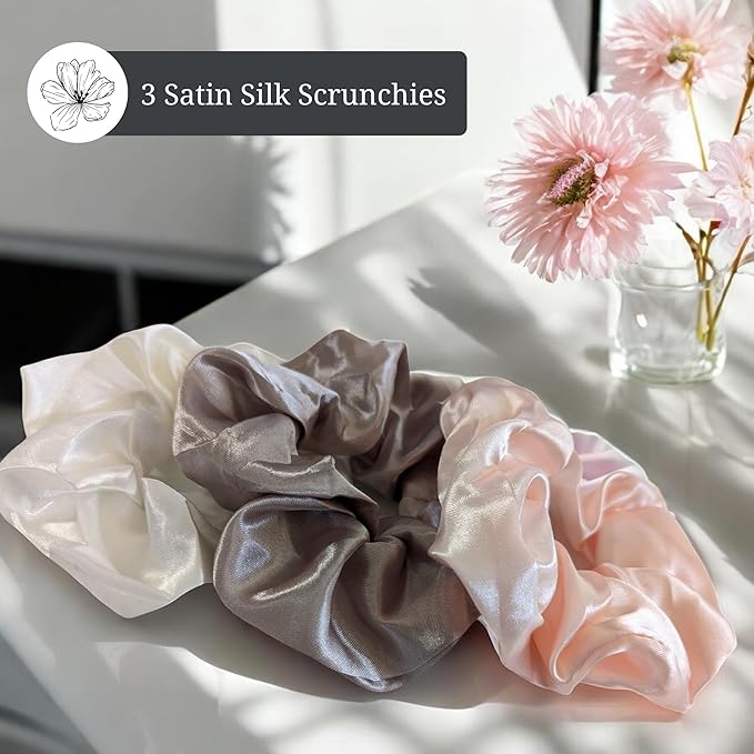 Hair Care Gift Set for Women – 8-Piece Spa Accessories Box with Detangler Brush, 3 Microfiber Towels, 3 Satin Scrunchies & Scalp Massager Shampoo Brush - Hair Styling & Self-Care Gift