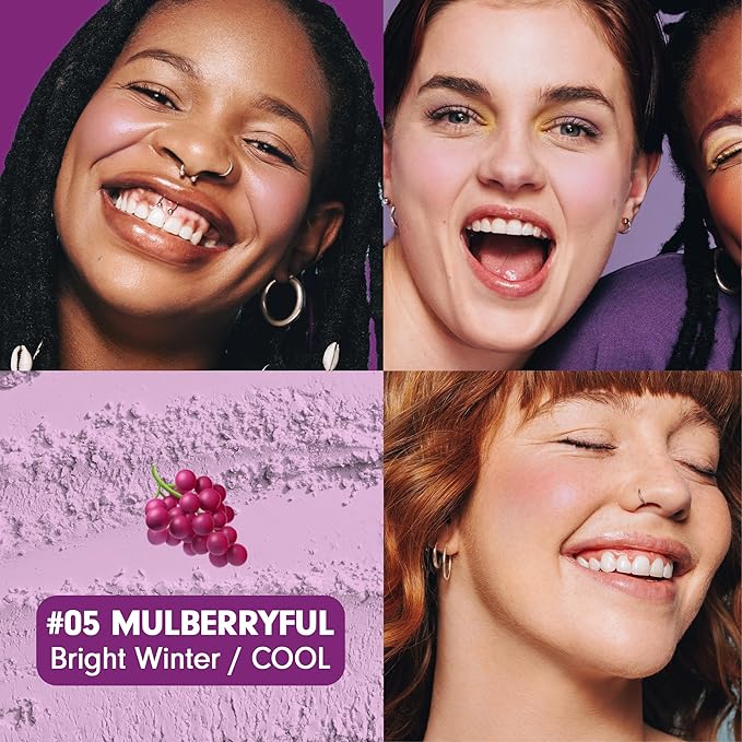 PEACH C Cheerful Blusher | Lavender Purple Blush for Cheeks | Korean Makeup Creamy Powder | Fine Pigmented | Compact Make Up 0.14 Oz. (05 Mulberryful)