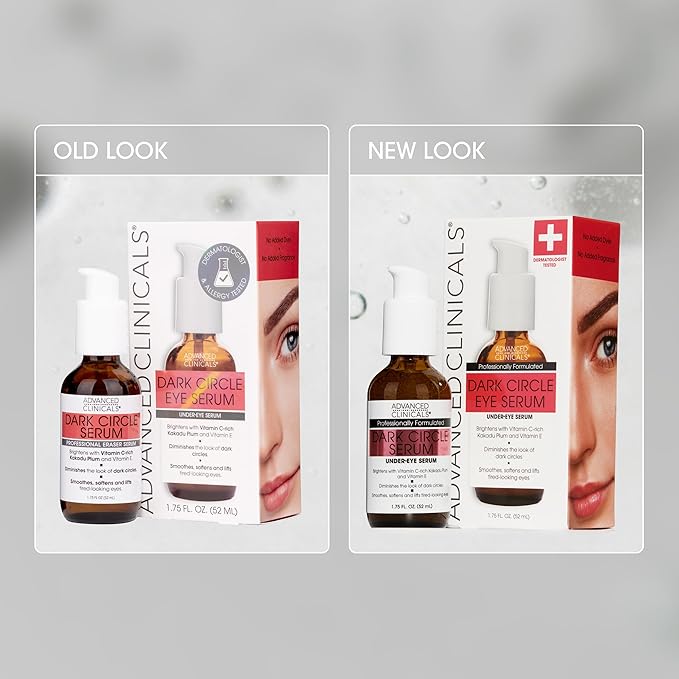 Advanced Clinicals Dark Circle Caffeine Under Eye Serum For Face With Hyaluronic Acid Moisturizer + Peptides | Brightening Vitamin C Serum Helps Improve Look Of Puffy Eye & Fine Lines, 1.75 Fl Oz