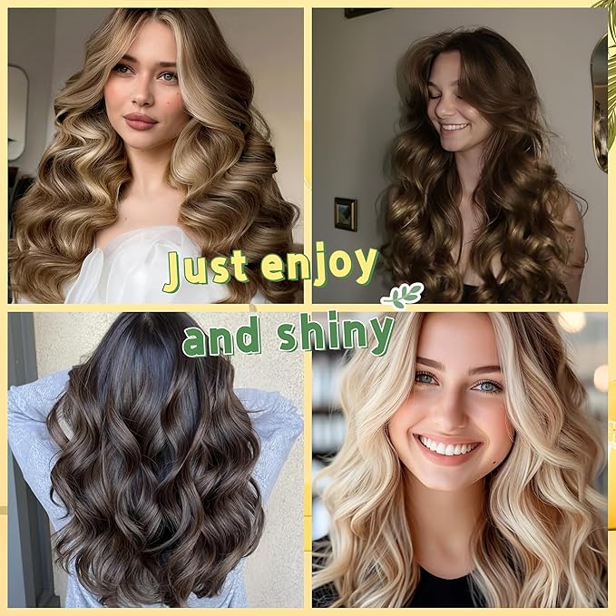 Serenade Textured Satin Heatless Curls Overnight, Heatless Hair Curler Curling Set for Women and Girls to Sleep in, with 2 Satin Scrunchies and 1 Clip for Overnight Curls, Black