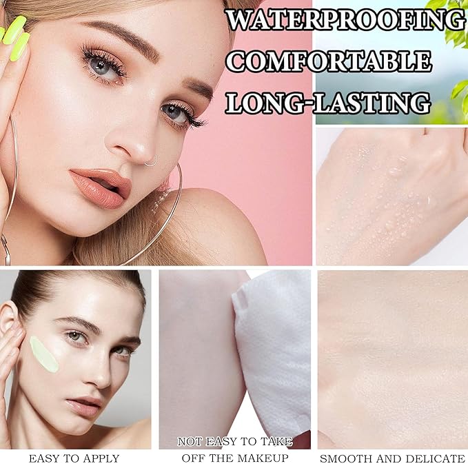 2 Pcs One Step Color Corrector,Natural Isolation Cream,Face Primer Makeup Tricolor Moisturizer,Oil Control & Moisturizing Skin Tone Correcting Primer Concealer Foundation Set B