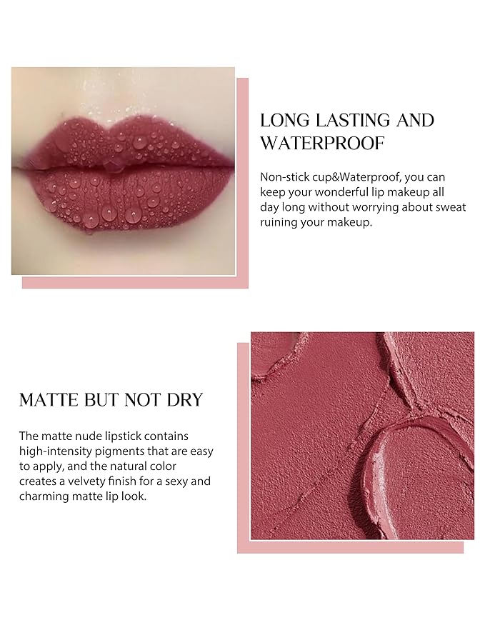 2PCS Matte Lipstick Lip Liner Pencil With Sharpener, Lipstick Set, Moisturizing Smooth lip liners, High Pigmented and Long-lasting, Smudge-proof & Waterproof Lip Crayon For Women Makeup