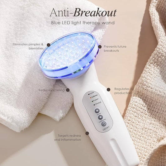 Blue LED+ Acne Light Therapy by Project E Beauty | Anti-Acne Skincare | Reduce Dark Spots & Scars | Calm Inflammation & Sensitive Skin | Remove Blemishes | For Skin Rashes & Oily Skin