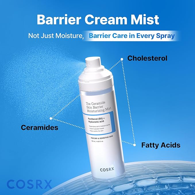 COSRX Barrier Cream Face Mist - Milky Toner with Ceramide & Hyaluronic Acid, Hydrating and Soothing Facial Spray for All Skin Types, 4.06 fl.oz, Korean Skin Care, Stocking stuffers for women
