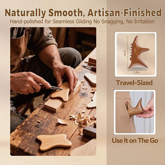 Body Gua Sha Tool Set with Rose Oil, Christmas Gifts for Adults Women, Wood Therapy Massage Tools for Body & Face, Lymphatic Drainage Massager for Relaxation, Deep Tissue Massage & Foot Care