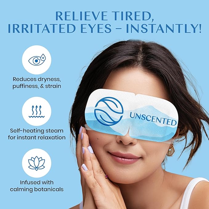 Body Restore Self Heated Steam Eye Mask 5 Pack - Fathers Day Unique Gifts for Dad, Relaxation Gifts for Her and Him, Best Friend, Stye Eye Treatment, Travel Essentials - Unscented