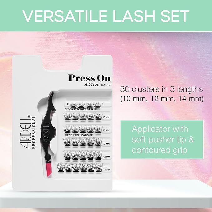 Ardell Active Press on DIY Lash Clusters, False Eyelashes, Cluster Lashes, Pre-Glued Underlash, Eyelash Extensions, Gainz, 1-pack