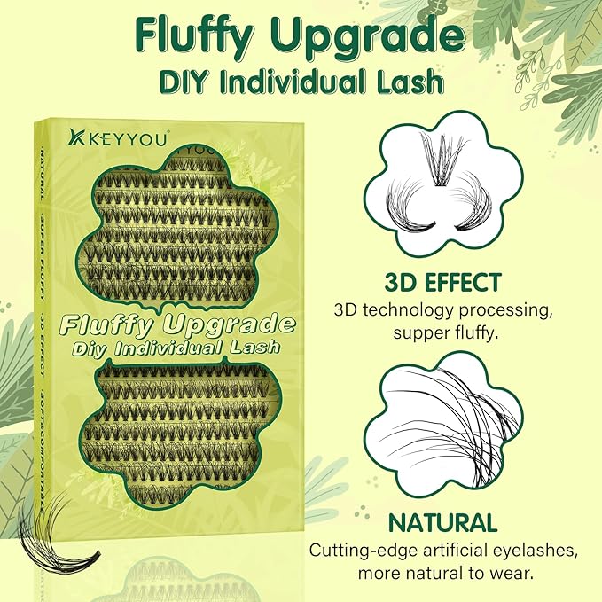 3D Effect Individual Eyelash Clusters 300pcs 30D D Curl 9-18MIX Wispy Fluffy Cluster Lashes Natural Soft DIY Lash Extension