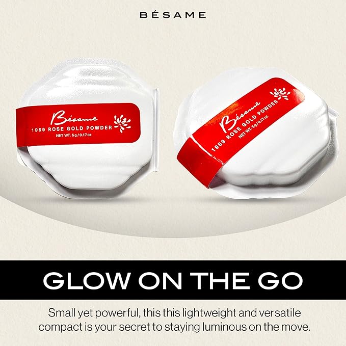 Besame Cosmetics Rose Gold Highlighter Refill - Fits Signature Compacts Post-2019, Shimmering Glow, Safe for Eyes