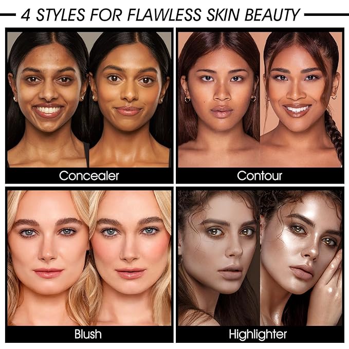 12 Colors Cream [Contour Concealer Foundation] Makeup Palette for Cheeks - All in One Makeup Palette Kit with Brush, Natural Matte Long Wearing, Waterproof Blendable Face Make Up Pallete (#03)