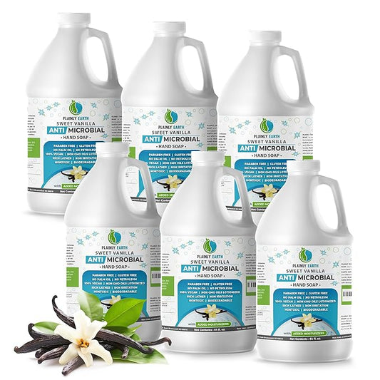Antimicrobial Liquid Hand Soap (6 x 64 Oz) - Antibacterial Soap Refill - Hand Soap Refill Bottle - Cruelty Free Moisturizing Soap, Sweet Vanilla