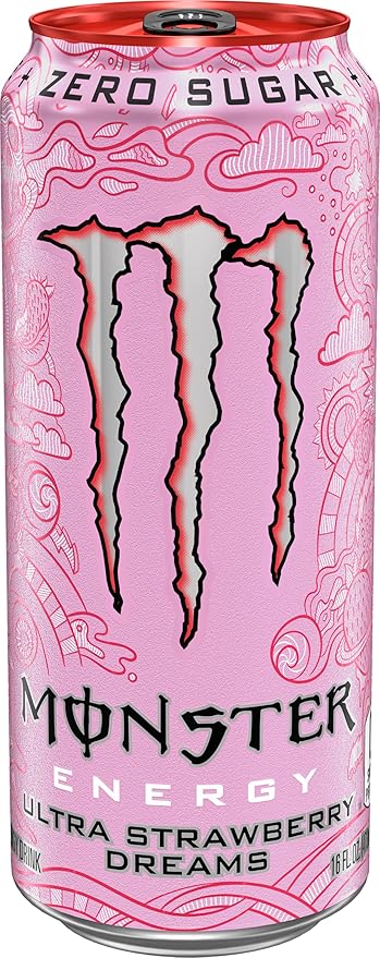 Monster Energy Ultra Strawberry Dreams, Sugar Free Energy Drink, 16 Ounce (Pack of 15)