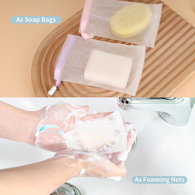 150 Pcs Mesh Soap Bags For Soap Bars, Handmade Bubble Mesh Bags with Drawstring, Exfoliating Shampoo Bag for Foaming and Drying (Multicolor)