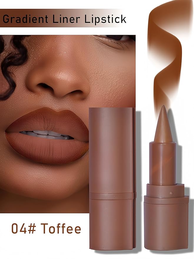 MAEPEOR 2 in 1 Creamy Lip Liner 8 Colors Matte Nude Dark Brown Lipliner High Pigmented Long lasting Gradient Lip Liner and Lipstick Lip Combo (04 Toffee)