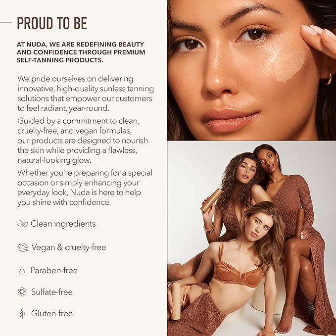 Nuda Bronzing Glow Drops | Squalene, Ginger, Lavender, & Moringa-Infused Face Bronzing Drops | Lightweight, Washable Bronzer Drops | Cruelty-Free, Paraben-Free, & Sulfate-Free Bronzing Serum, (30 mL)