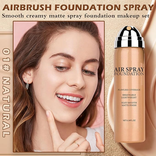 Magic Minerals Airbrush Foundation Full Coverage,Airbrush Flawless Setting Spray Foundation for Mature Skin,Moisturizing Foundation Makeup for Mist Finish(01 Natural/Warm Porcelain)
