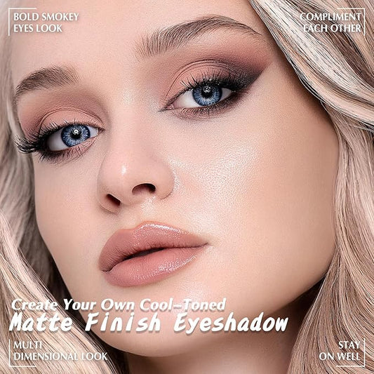 5 Colors Matte Eyeshadow Palette with Brush - Neutral Nude Brown Mauve Pink Eye Shadow Palette Makeup, Natural Waterproof Cool-Toned Eyeshadow for Green & Blue & Brown Eyes and Smokey Makeup, 04#