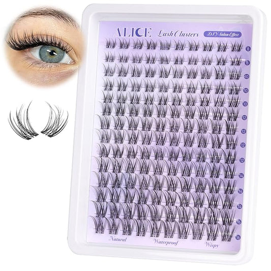 ALICE Natural Lash Clusters Lash Extensions Invisible Band Waterproof 8-16mm Cluster Eyelash Extensions Wispy Eyelash Clusters Individual Lashes Cluster Lashes