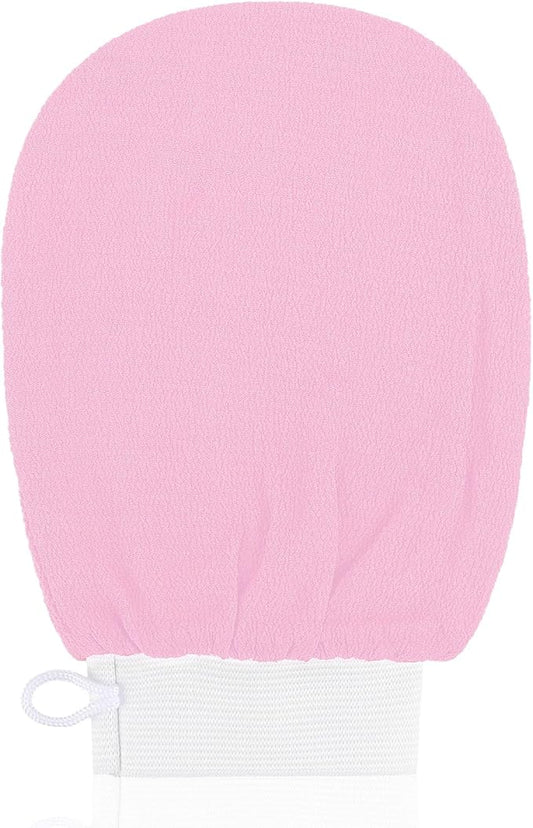 Exfoliating Glove Body Scrubber Exfoliator 1 PC Korean Washcloth Skincare Remover Deep Scrub Loofah Cleansing Mitts Exfoliate Cloth Exfoliation Scrubbing Bath Shower Soap Sponge Hand Towel(Pink)
