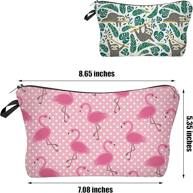 2 Pcs Cosmetic Bag for Women Small Make Up Bag Waterproof Travel Toiletries Pouch with Zipper for Organizing Small Items, Gift Bags for Birthday Christmas(Animal)