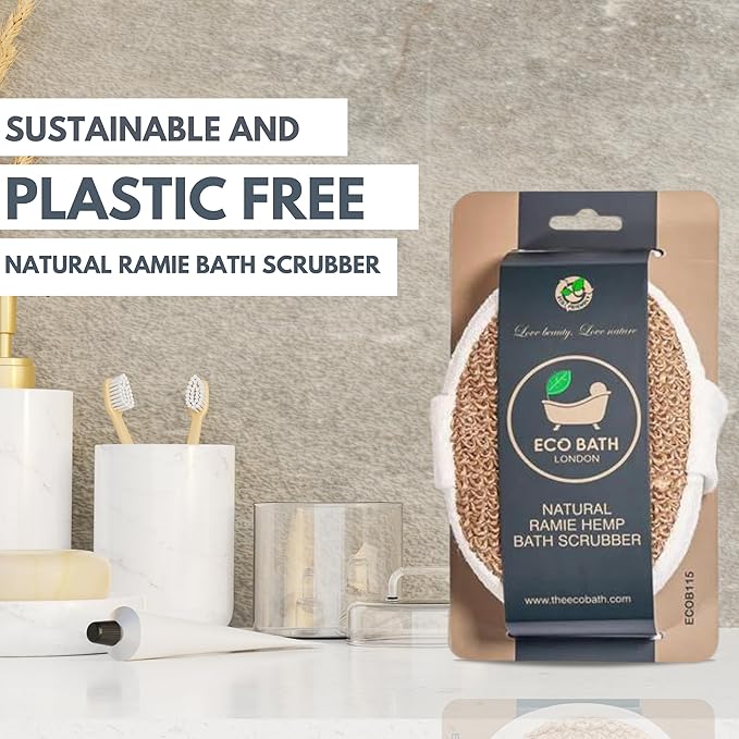 Natural Ramie Bath Scrubber - 100% Natural Exfoliating Body Scrubber for Men and Women, Premium Ramie Bath Sponge for Smooth Skin