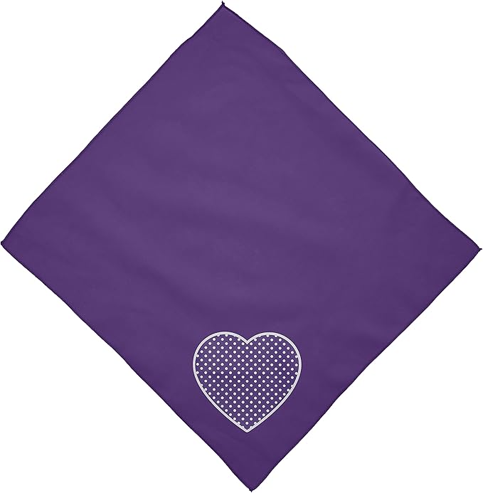 Mirage Pet Products Purple Swiss Dot Heart Screen Print Bandana for Pets, Small, Purple