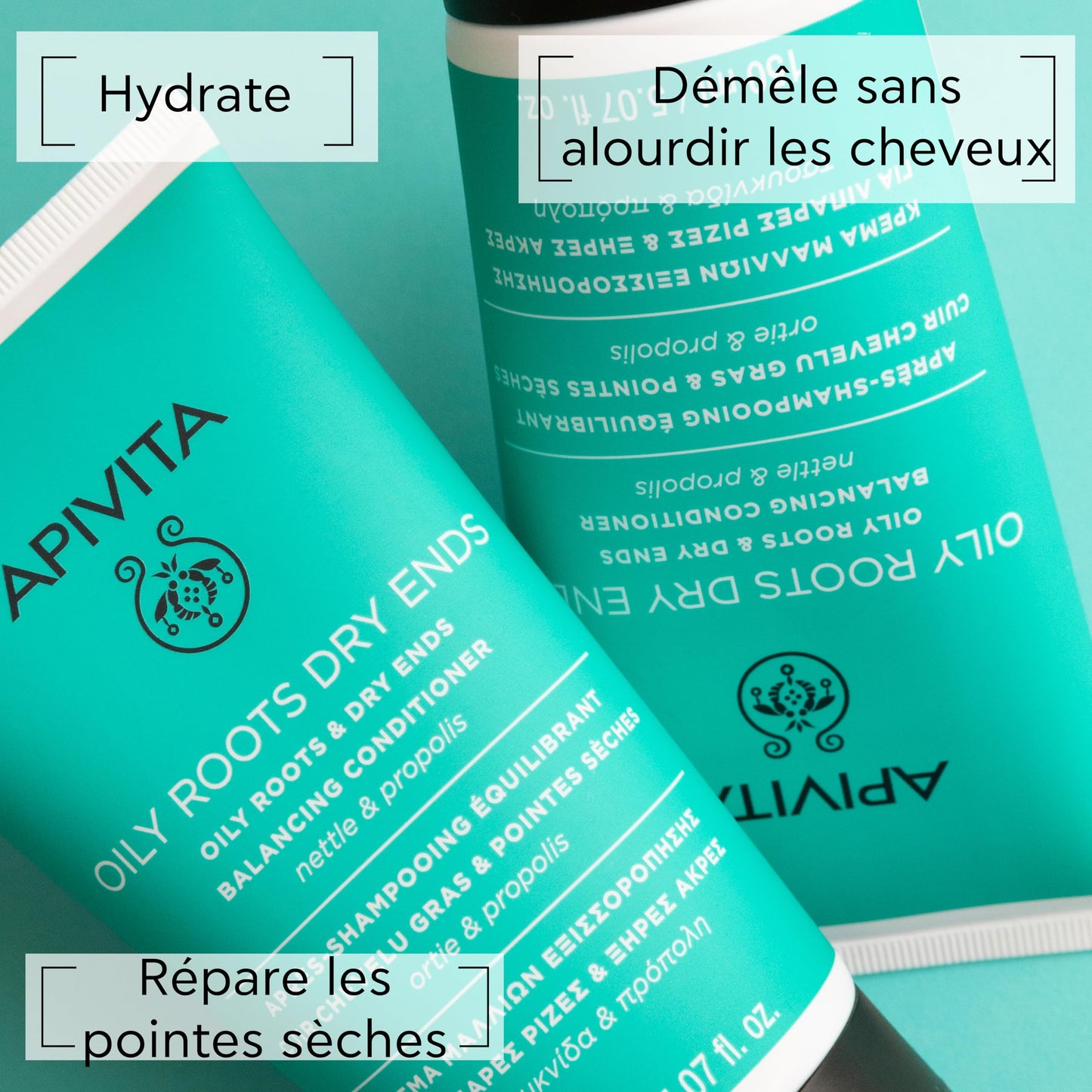 Apivita Oily Roots & Dry Ends Balancing Conditioner | Balances, Hydrates & Moisturizes Hair with Nettle & Propolis, 150 mL / 5.07 oz