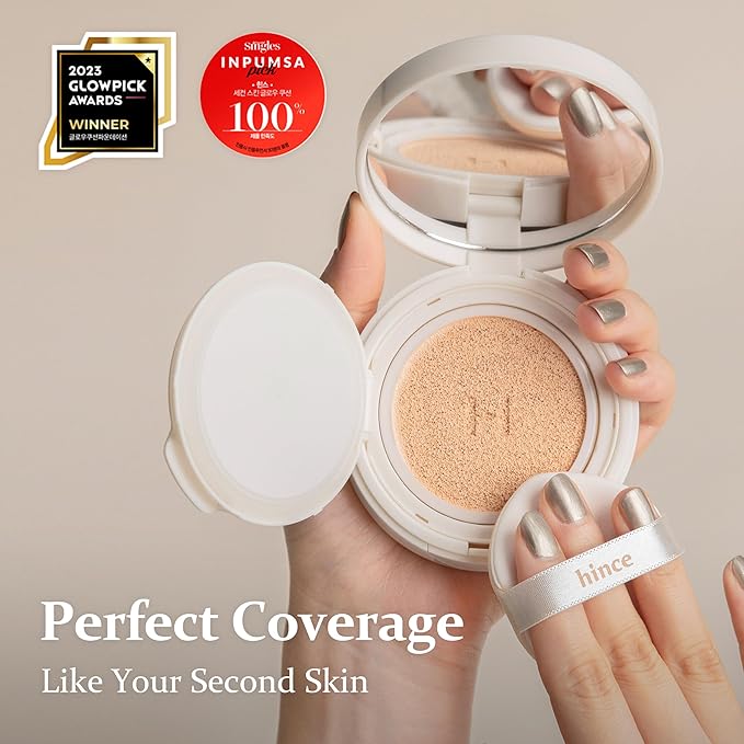 hince Second Skin Glow Cushion-12g | Skin Foundation dewy, glow, long-lasting, classy, clean beauty, lightweight, natural look,refreshing, moisturizing, slim fitting texture (ROSY, 15)