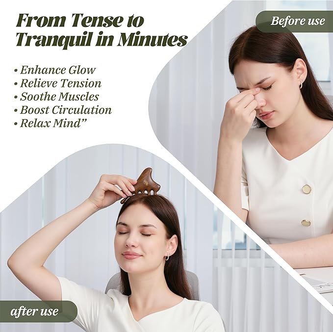 Gua Sha Tool & Acupoint Massage Set, Christmas Gifts for Adults Women, Wood Therapy Massage Tools for Body & Face, Lymphatic Drainage Massager, Jaw Lifting for Relaxation, Foot Self Care